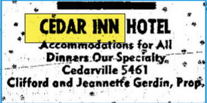 Cedar Inn - 1957 Ad (newer photo)